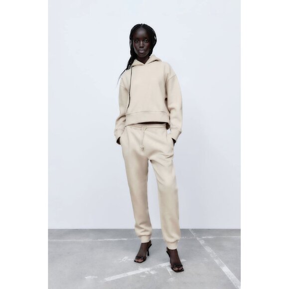 Zara Pants - NWT Zara “sand” ecru beige trackpants, S